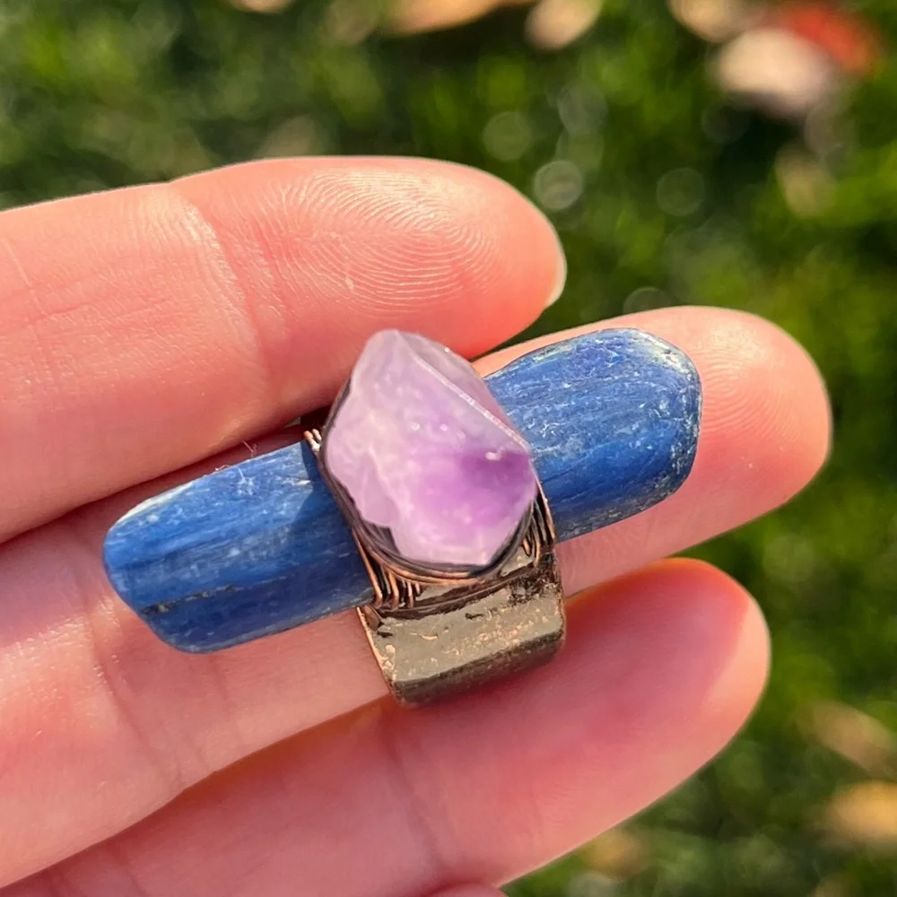 Copper amethyst kainite ring size 6, size‎ 7